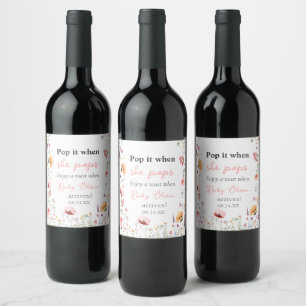Étiquette Pour Bouteilles De Vin Bébé En Fleur Fleur sauvage Baby shower Floral
