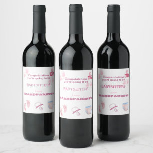Étiquette Pour Bouteilles De Vin Bébé fille Faire-part pieds imprimés couche de pac