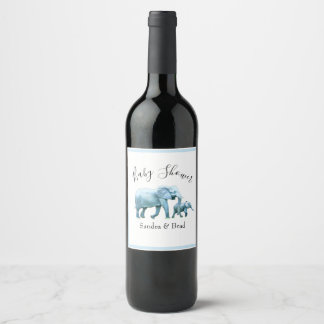 Étiquette Pour Bouteilles De Vin Bébé mignon garçon bleu Eléphants Baby shower