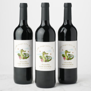Étiquette Pour Bouteilles De Vin Bébé Shower de l'étoile nuage de petit dragon myth