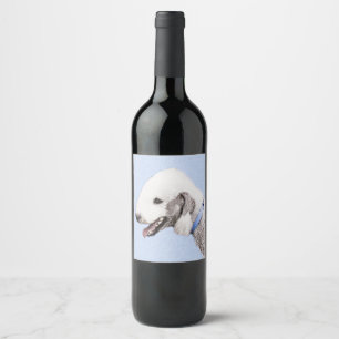 Étiquette Pour Bouteilles De Vin Bedlington Terrier Peinture - Art Chien original