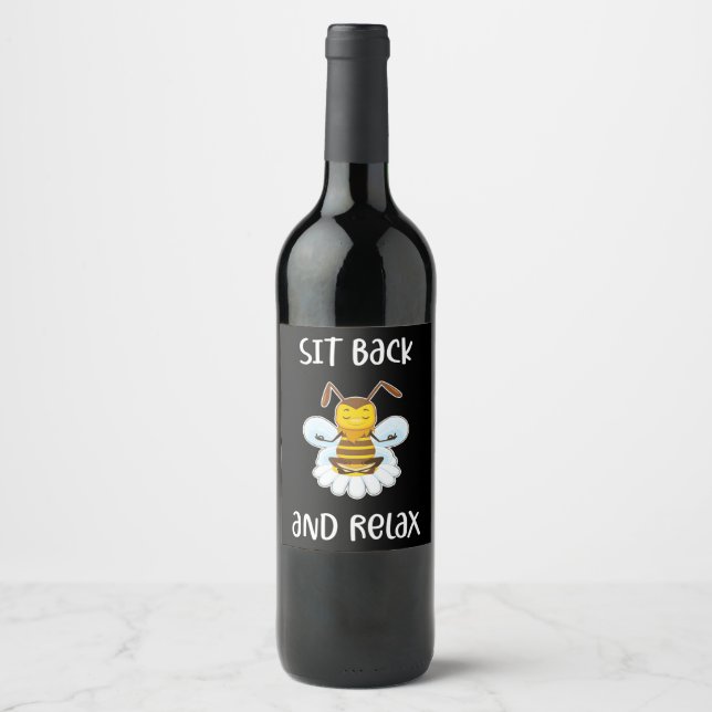 Étiquette Pour Bouteilles De Vin Beekeeper Gift | Bee Yoga Sit Back And Relax (Devant)