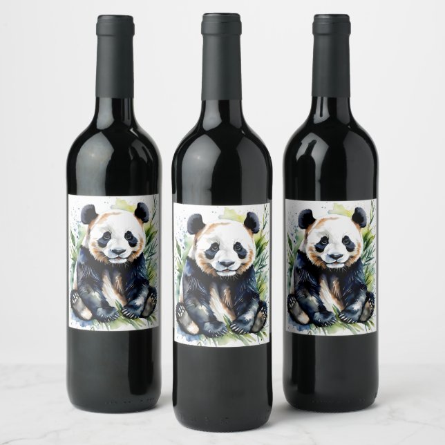 Étiquette Pour Bouteilles De Vin Belle aquarelle Panda Bear (Bouteilles)