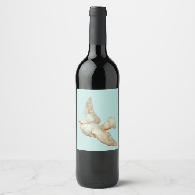 Étiquette Pour Bouteilles De Vin belle colombe blanche (Devant)