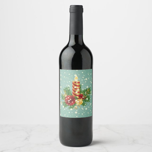 Étiquette Pour Bouteilles De Vin Belle décoration de Noël (Devant)