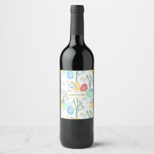 Étiquette Pour Bouteilles De Vin Belle et élégante aquarelle Motif de Pâques