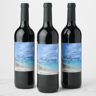 Étiquette Pour Bouteilles De Vin Belle Fabrication de Vin de Plage Tropicale Turquo