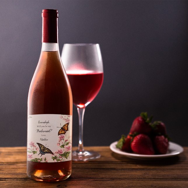 Étiquette Pour Bouteilles De Vin Belle Proposition De Sirène D'Épouse Papillons Flo (Créateur téléchargé)