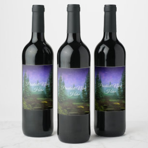 Étiquette Pour Bouteilles De Vin Belle scène de nature au clair de lune