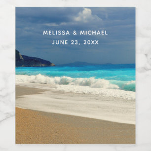 Étiquette Pour Bouteilles De Vin Belle Turquoise Bleue Mer Tropicale Photographie