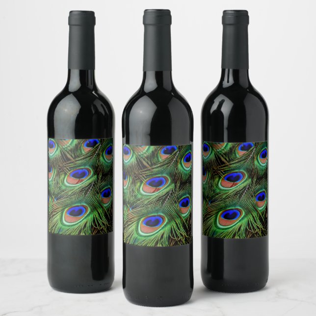 Étiquette Pour Bouteilles De Vin Belles plumes de paon (Bouteilles)
