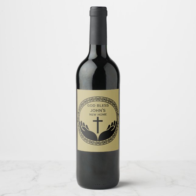 Étiquette Pour Bouteilles De Vin Bénédiction de maison chrétienne (Devant)