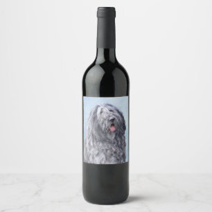 Étiquette Pour Bouteilles De Vin Bergamasco Sheepdog Paining - Joli chien original