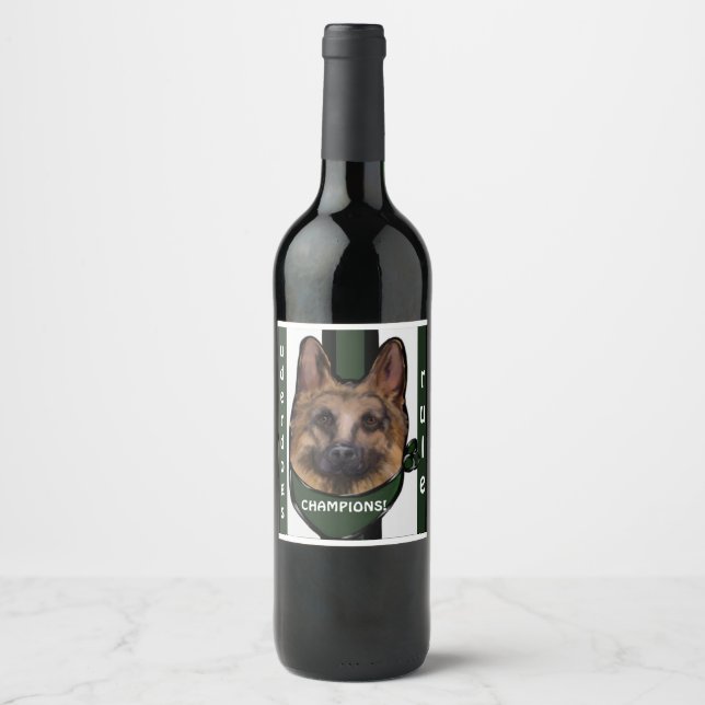 Étiquette Pour Bouteilles De Vin Berger allemand Underdog (Devant)