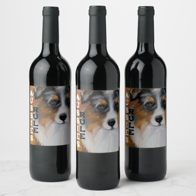 ÉTIQUETTE POUR BOUTEILLES DE VIN BERGER AUSTRALIEN (Bouteilles)