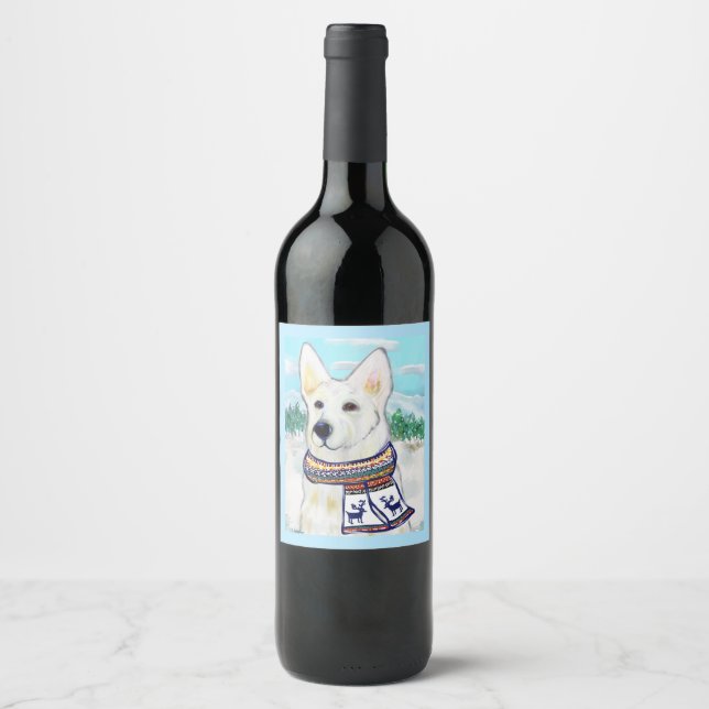 Étiquette Pour Bouteilles De Vin Berger Blanc Allemand   (Devant)