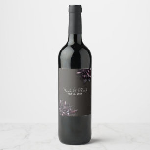 Étiquette Pour Bouteilles De Vin Berry Purple & Black Lily Rose Mariage Floral