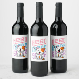 Étiquette Pour Bouteilles De Vin Besoin de plus de sommeil Funny Cat expression d