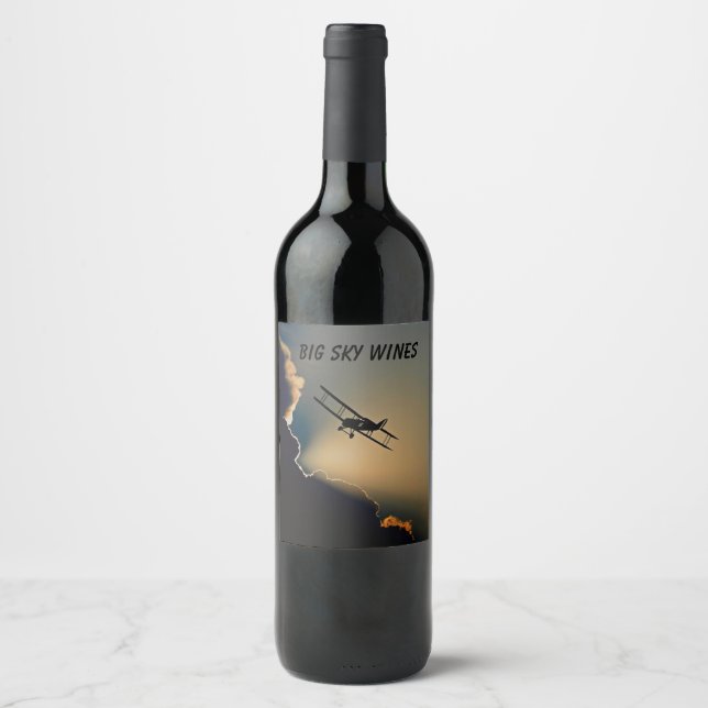 Étiquette Pour Bouteilles De Vin Bi Plane Sky (Devant)