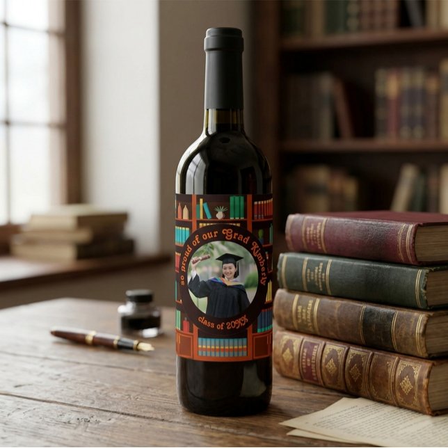 Étiquette Pour Bouteilles De Vin Bibliothèque personnalisée - Thème  (Créateur téléchargé)