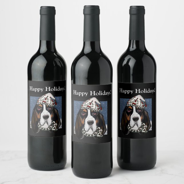 ÉTIQUETTE POUR BOUTEILLES DE VIN BICHON BASSET (Bouteilles)