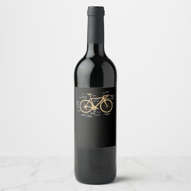 Étiquette Pour Bouteilles De Vin Bicycle Cycling Anatomy Road (Devant)