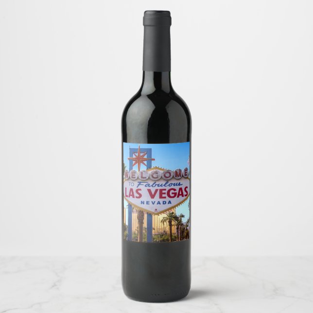 Étiquette Pour Bouteilles De Vin Bienvenue à Las Vegas (Devant)