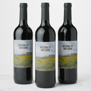 Étiquette Pour Bouteilles De Vin Bienvenue Cabine Sud-Ouest Fleurs Sauvages Arizona