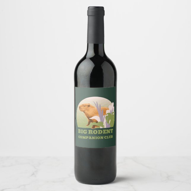 Étiquette Pour Bouteilles De Vin Big Rodent Companion Club Capybara (Devant)