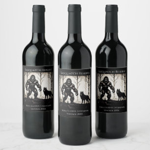 Étiquette Pour Bouteilles De Vin Bigfoot et Wolf