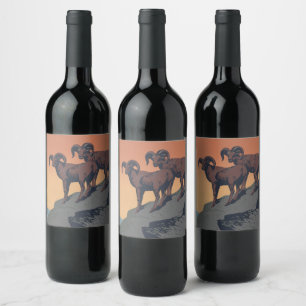 Étiquette Pour Bouteilles De Vin Bighorn Sheep American West Wildlife