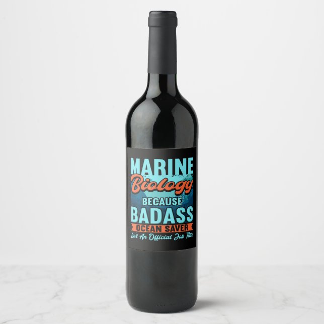 Étiquette Pour Bouteilles De Vin Biologiste marin (Devant)