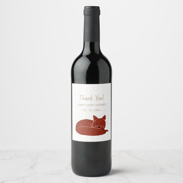Étiquette Pour Bouteilles De Vin Birchwoods Snowy Fox Merci (Devant)