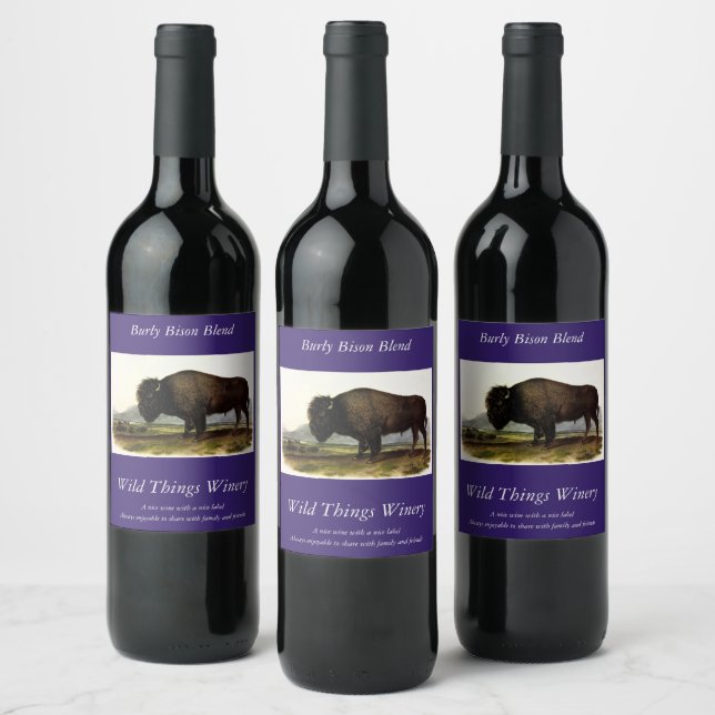 Étiquette Pour Bouteilles De Vin Bison américain, ou bison (bison) - Audubon (Bouteilles)