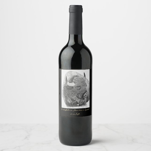 Étiquette Pour Bouteilles De Vin Bison d'Amérique (Devant)