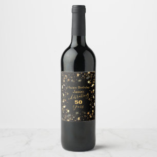 Étiquette Pour Bouteilles De Vin Black and Gold 50e anniversaire