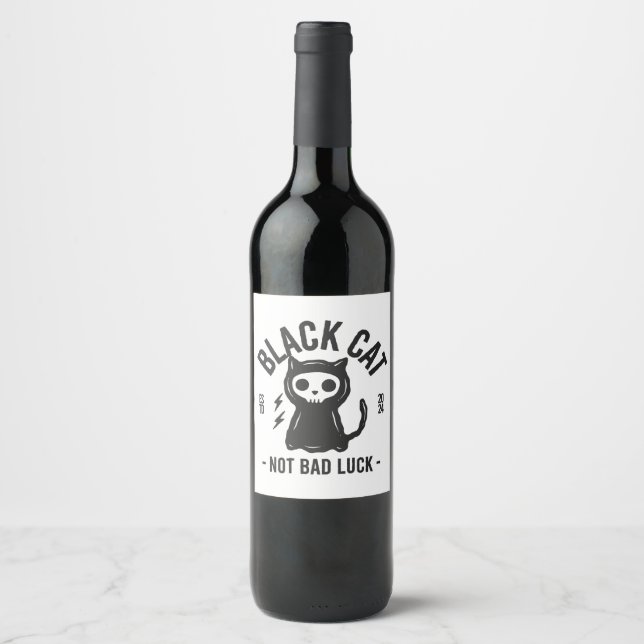Étiquette Pour Bouteilles De Vin Black cat (Devant)