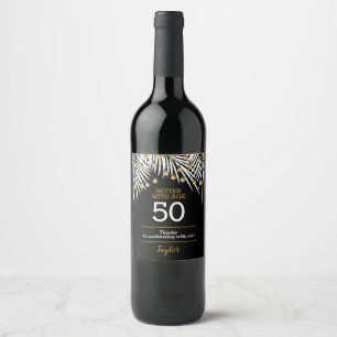 Étiquette Pour Bouteilles De Vin Black Gold 50e anniversaire