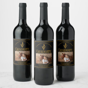 Étiquette Pour Bouteilles De Vin Black Gold Vétérinaire de l'école de diplômés