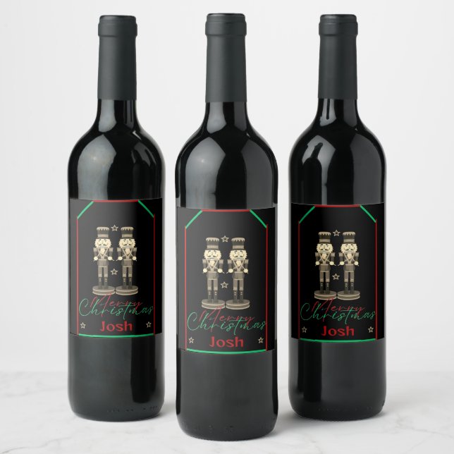 Étiquette Pour Bouteilles De Vin Black Nutcracker Soldier Name (Bouteilles)