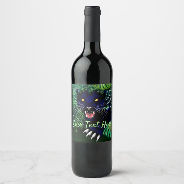 Étiquette Pour Bouteilles De Vin Black Panther Spirit of the Jungle (Devant)