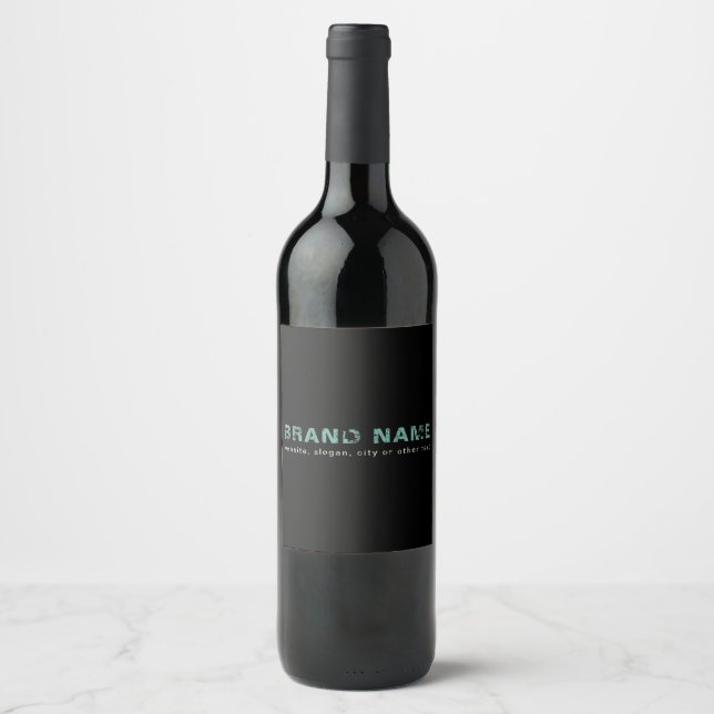 Étiquette Pour Bouteilles De Vin Black Teal Artsy Grunge Cool Marque Entreprise (Devant)
