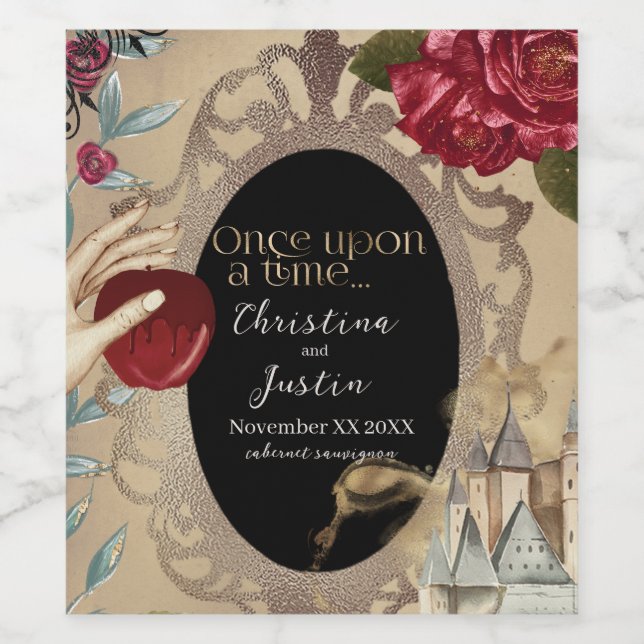 Étiquette Pour Bouteilles De Vin Blanche-Neige Miroir Magique Conte de Fées (Étiquettes simples)