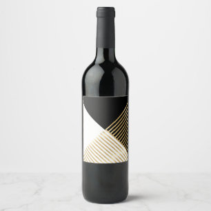 Étiquette Pour Bouteilles De Vin Blancs Noir Géométrique Or Grilles Design modern