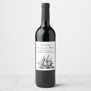 Étiquette Pour Bouteilles De Vin Blason Marin Vintage Navire Clipper Armoiries