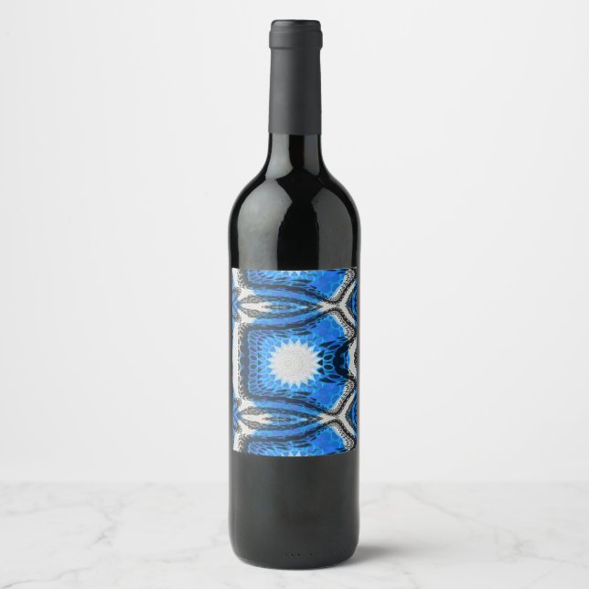 Étiquette Pour Bouteilles De Vin Bleu atomique (Devant)