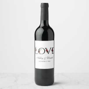 Étiquette Pour Bouteilles De Vin Bleu Bourgogne Aquarelle Floral Amour Mariage
