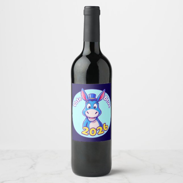Étiquette Pour Bouteilles De Vin bleu du vote en 2026 (Devant)