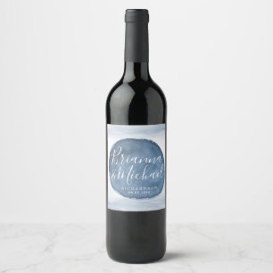 Étiquette Pour Bouteilles De Vin Bleu Lake Water Stain Mariage de noms personnali