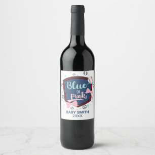 Étiquette Pour Bouteilles De Vin bleu ou rose Baseball ou arcs Genre Reveal Paper